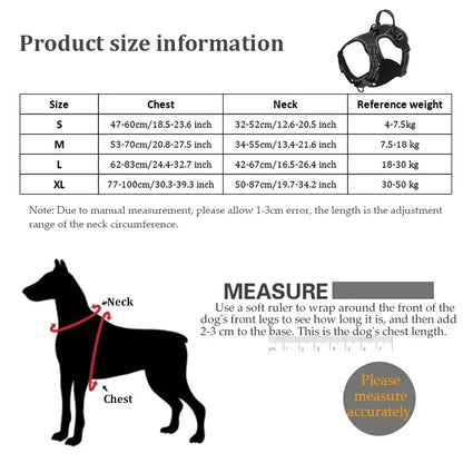 Adjustable Nylon Dog Harness Vest Reflective Soft Breathable No Pull Dog Harness Pet Harness Leash For Small Large Dogs