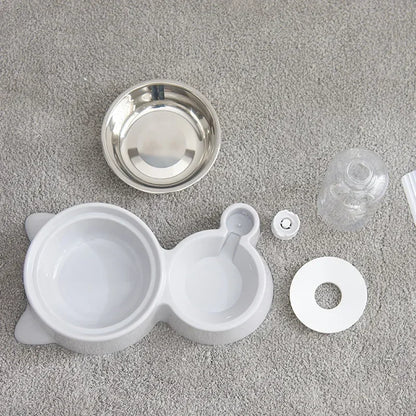 Pet food bowl, food container with automatic water storage and equipped with pet water dispenser 2-in-1 cat bowl water dispenser