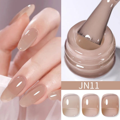 BORN PRETTY 10ml Wine Red Glitter Jelly Nude Gel Nail Polish Soak Off Translucent Color UV Light Cure for Nail Art DIY at Home