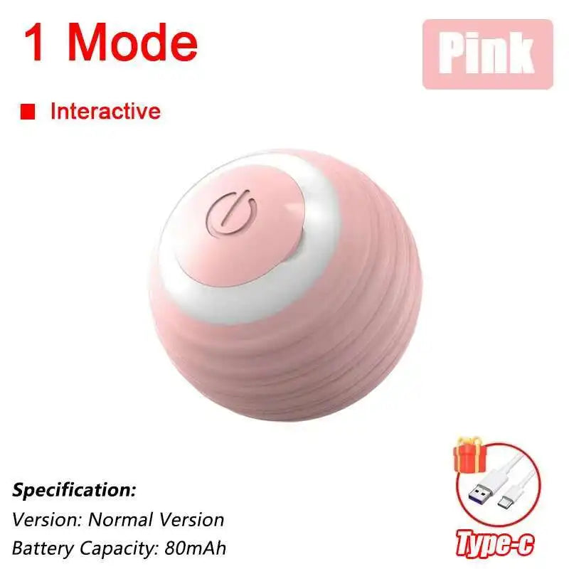 Smart Interactive Cat Toys Ball Automatic Rolling Ball with Faux Tail USB Rechargeable Electric Pet Toy for Teaser and Training