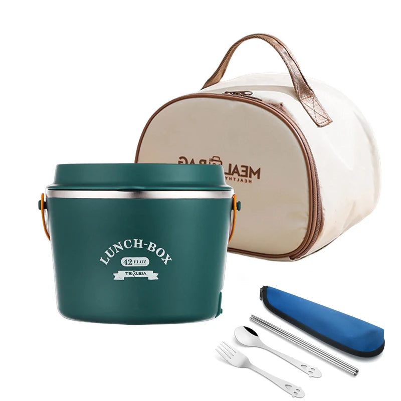 School Office Car Picnic Electric Heating Lunch Box Stainless Steel Portable Adult Food Warmer Container 220V 110V 24V 12V 1.2L