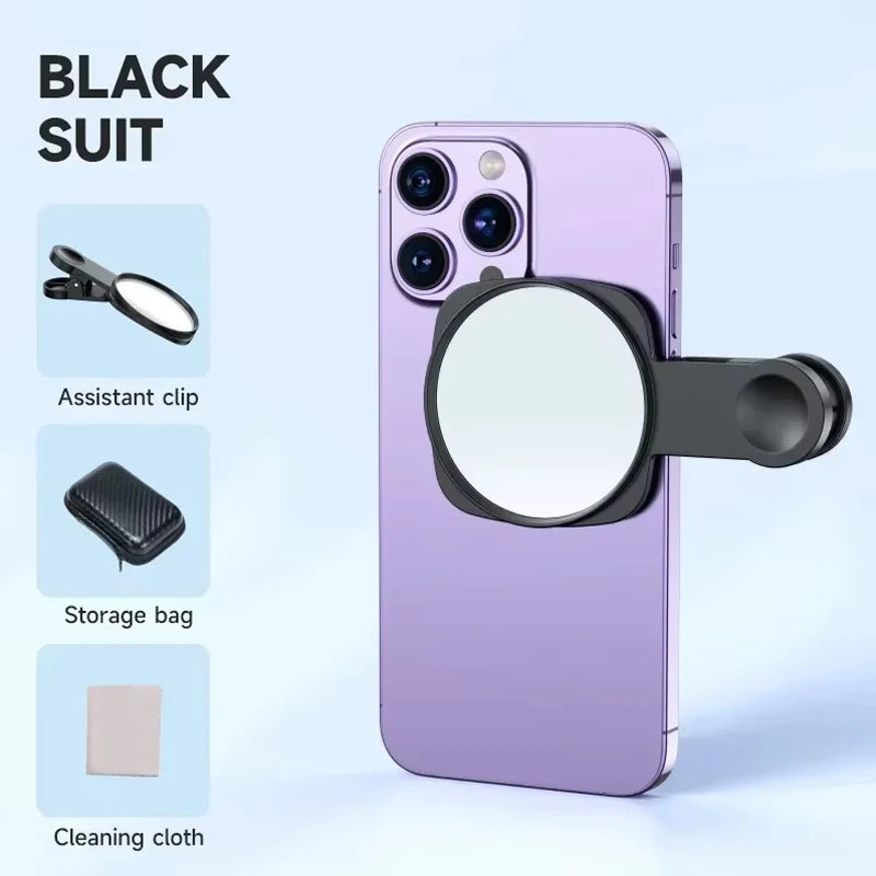 STTKGZD Selfie Reflector Mirror Mobile Phone Fill Light Kit Portable Mobile Mirror Clip Storage Bag Mobile Phone Rear Camera