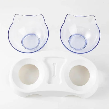 Pet Double Bowl Cat Bowl Dog Bowl with Stand Transparent Double Bowl Pet Feeding Cat Water Bowl Cat Food Pet Bowl Dog Feeder