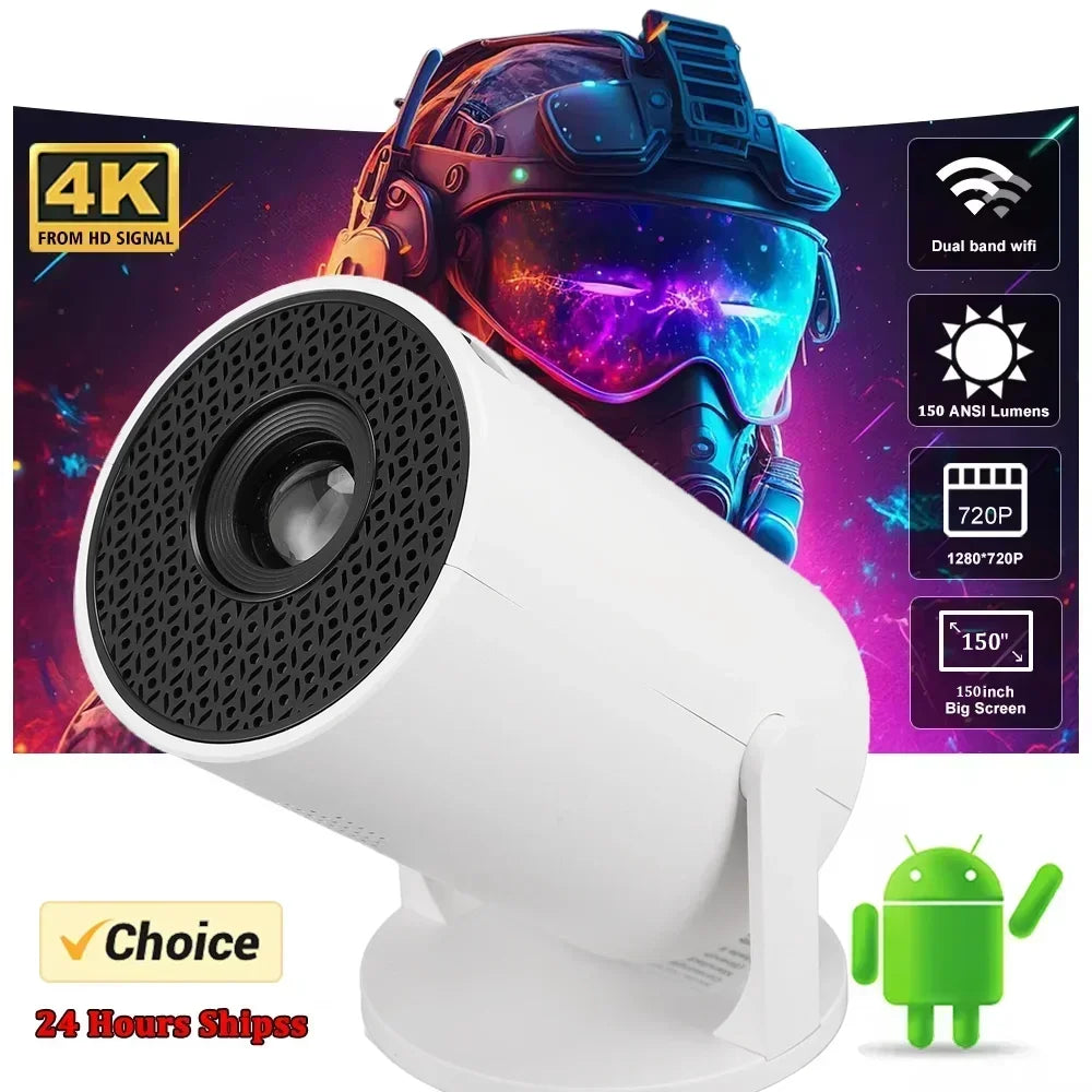 HY200 Projector Home Theater  1080P HD, 270° Adjustable, Portable for USB/TV Stick/Smartphone/Laptop Streaming