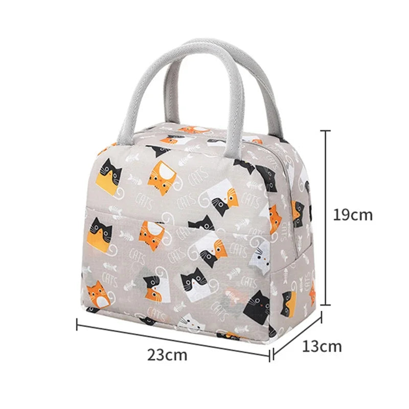 Large Capacity Lunch Bags Children's Cartoon Printed Lunch Bag Portable Picnic Tote Waterproof Heat Insulation Food Storage Bags