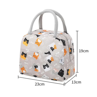 Large Capacity Lunch Bags Children's Cartoon Printed Lunch Bag Portable Picnic Tote Waterproof Heat Insulation Food Storage Bags