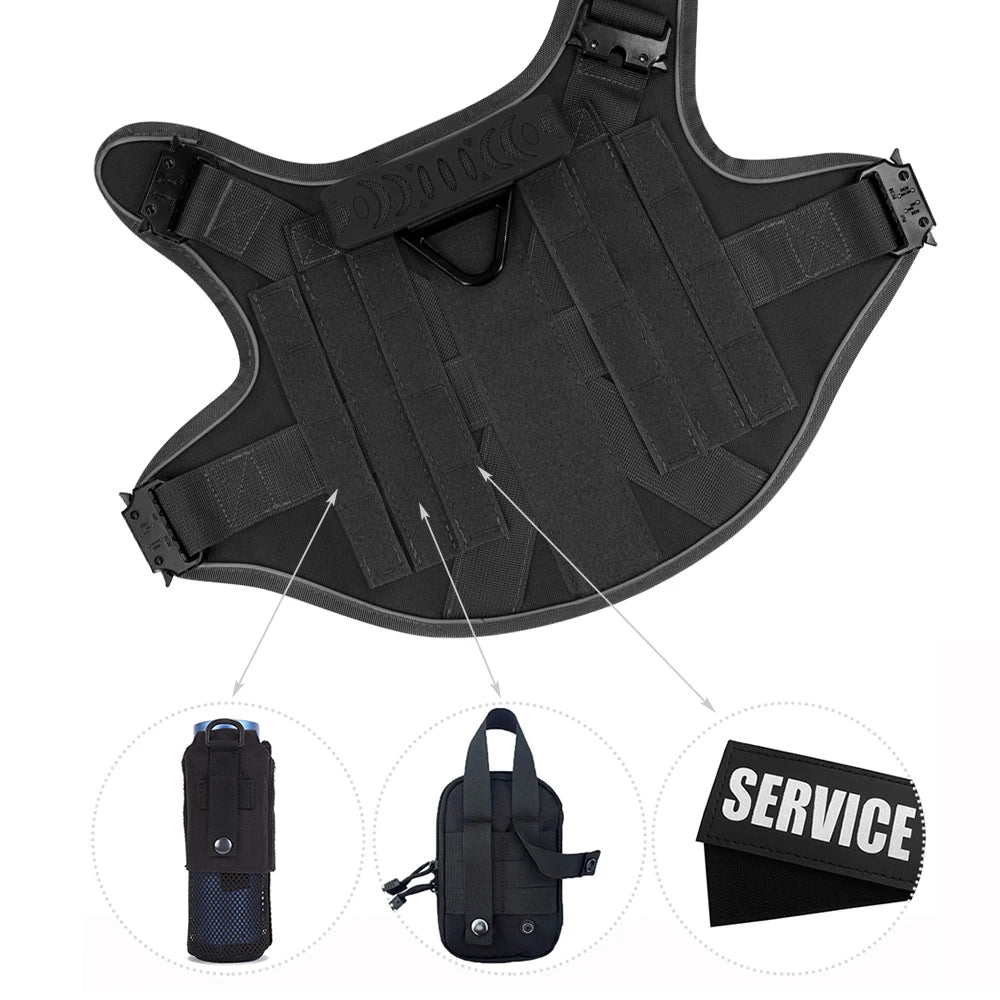 4 Metal Buckles Dog Harness Reflective Military Tactical Pet Training Walking Vest Soild Harnesses with Handle For Large Dogs