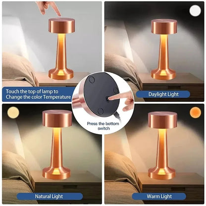 LED Table Light 3 Color Modes Retro Coffee Table Lamp with Touch Control Mushroom & Dumbbell Styles Sensor Rechargeable Night
