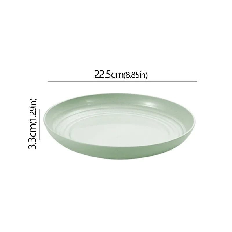 Wheat Straw Solid Color Round Plates Salad Dessert Dinner Reusable Microwave Safe Anti Fall And Shatter Plates Fruit Plate