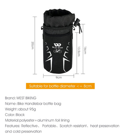 WEST BIKING Bicycle Bottle Holder Cycling Water Bottle Carrier Reflective Pouch Kettle MTB Road Bike Handlebar Bag Accessories