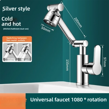 Dual Mode Universal Rotating Faucet Robotic Arm Wash Basin Kitchen Bathroom Hot and Cold Household Basin Wash Basin Sink