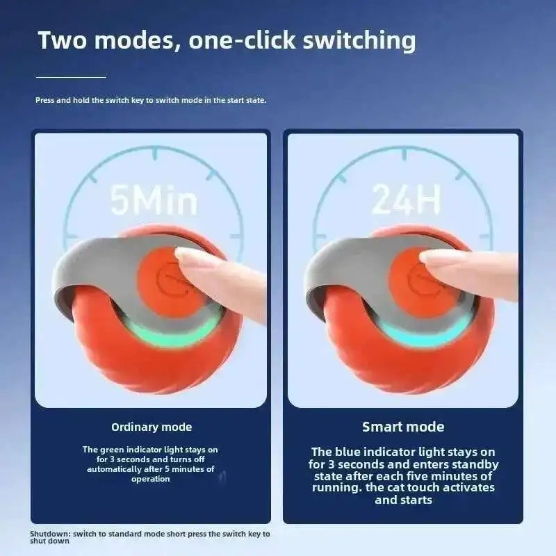Smart Interactive Cat Toys Ball Automatic Rolling Ball with Faux Tail USB Rechargeable Electric Pet Toy for Teaser and Training