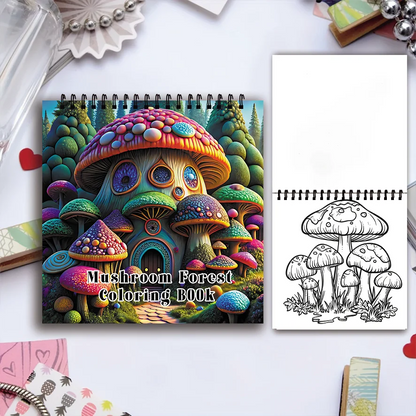 Mushroom Coloring Book - 8.27 x 8.27 inches 32 pages coloring book - ideal gift for family or friends
