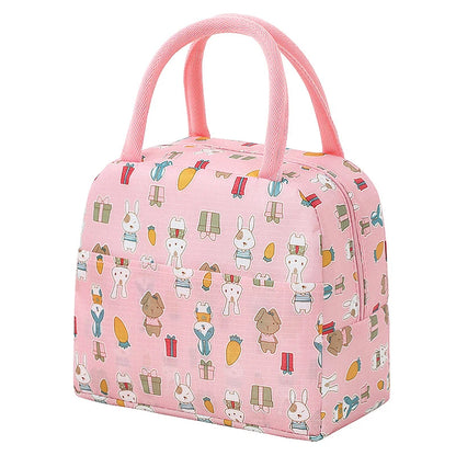 Large Capacity Lunch Bags Children's Cartoon Printed Lunch Bag Portable Picnic Tote Waterproof Heat Insulation Food Storage Bags