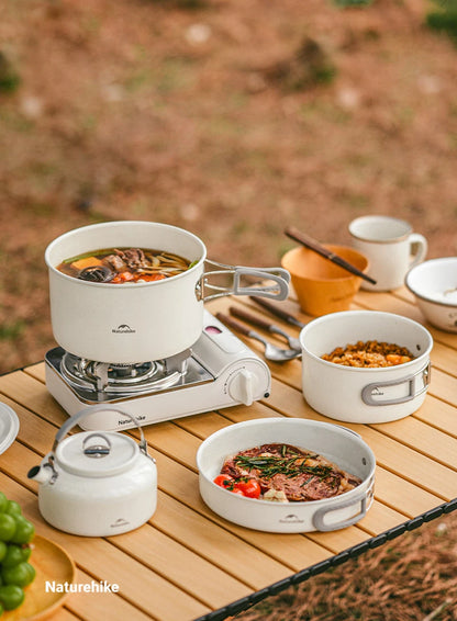 Naturehike Ceramic Non Stick Pot Outdoor Camping Portable Kitchenware BBQ Picnic Kettle Frying Pan Cookware Barbecue Tablewar