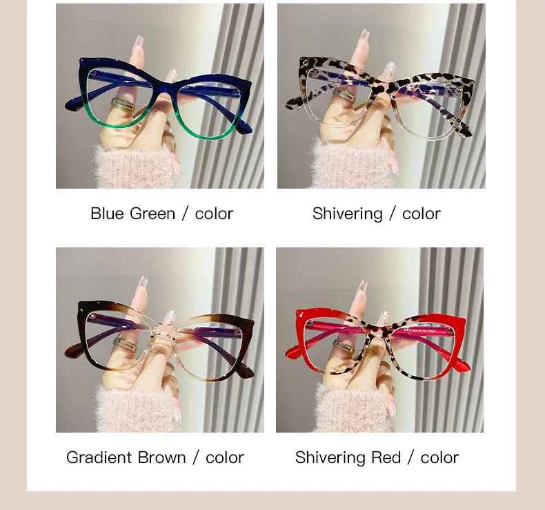 2024 New Cat Eye Glasses Frame Women Fashion Gradient Color Eyeglass Frame Anti Blue Light Glasses Computer Goggles Óculos Gifts