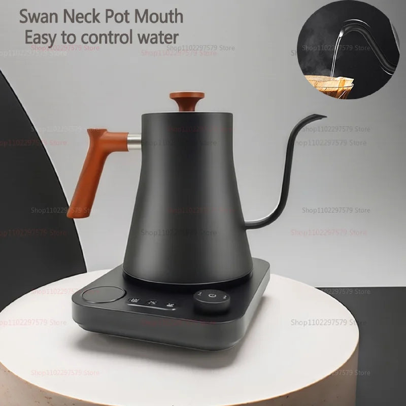 0.9L Electric Drip Coffee Kettle Stainless Steel Teapot With Precise Flow Control For Hand Brewed Coffee And Pour Over Brewing