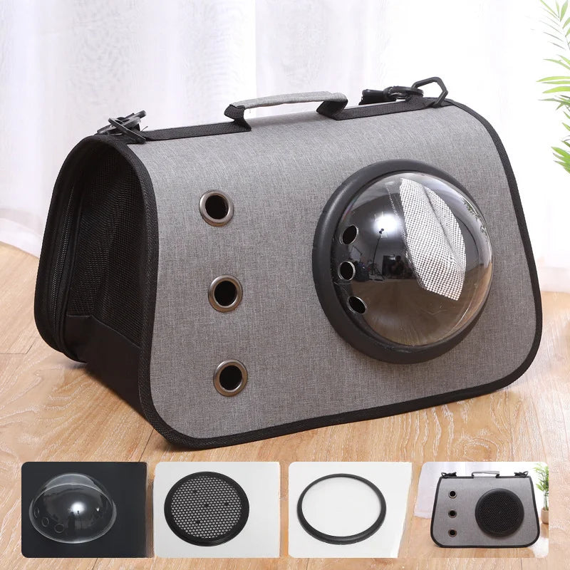Portable Pet Backpack for Outdoor Travel Foldable Transparent Cat Backpack Suitable Dogs and Cats Breathable Tote Bag for Travel