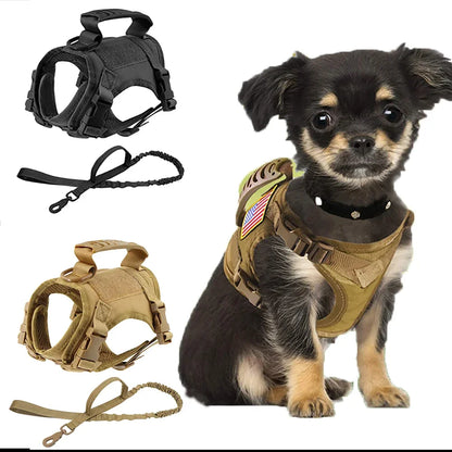 Tactical Dog Harness Small Breed Puppy Harness Cat Vest Adjustable For Military Service Dogs Accessories Training Working