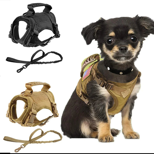 Tactical Dog Harness Small Breed Puppy Harness Cat Vest Adjustable For Military Service Dogs Accessories Training Working