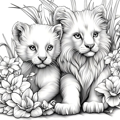 Animal Paradise Coloring Book for Adults - Therapeutic Art Therapy Featuring Cute Cats and Floral Designs