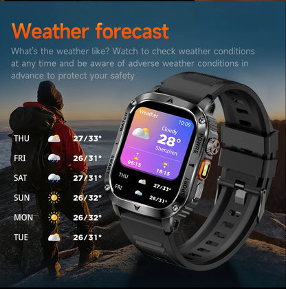 LIGE New Premium Military Smart Watch Men Flashlight Waterproof Outdoor Sport Tracker Bluetooth Call Smartwatch 400mAh Battery