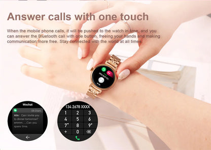 1.04 inch AMOLED Screen Fashion Ladies Smart Watch Screen Always Display Bluetooth Call Smartwatch Metal Body Small Screen Watch