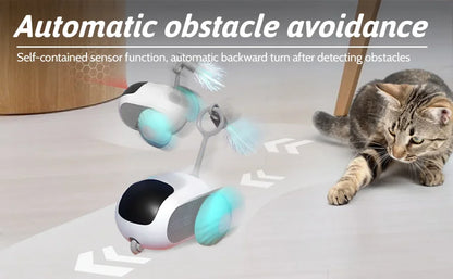 Self-Moving Automatic Cat Teaser Ball with Faux Tail Rechargeable Smart Sensor Cat Toy for Indoor Cats Cat Toys Interactive