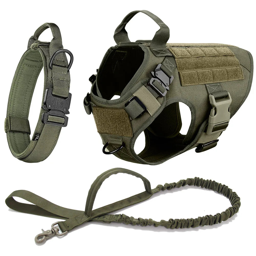 Large Dog Collar Dog Harness And Leash Set Pet Vest Tactical German Shepherd Harnesses For Small Dogs