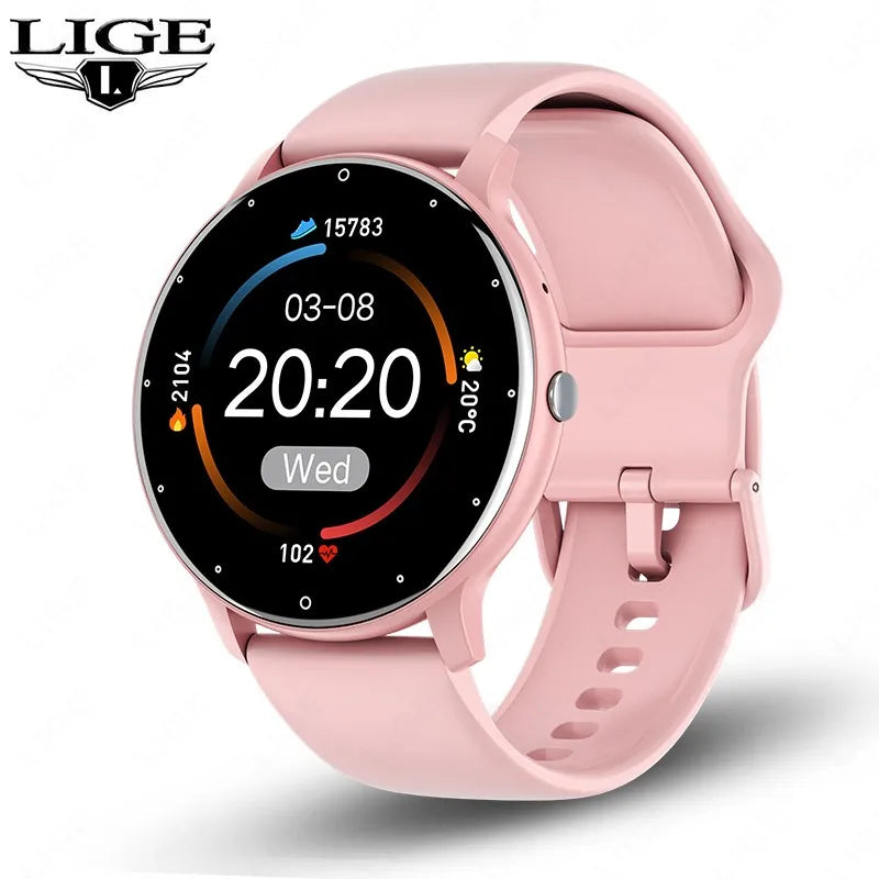 LIGE 2025 Smart watch Ladies Full touch Screen Sports Fitness watch IP67 waterproof Bluetooth For Android iOS Smart watch Female