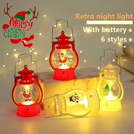 2025 Christmas Ornaments with Battery LED Lantern Light Santa Claus Merry Christmas Decorations for Home Xmas Navidad Noel Gift