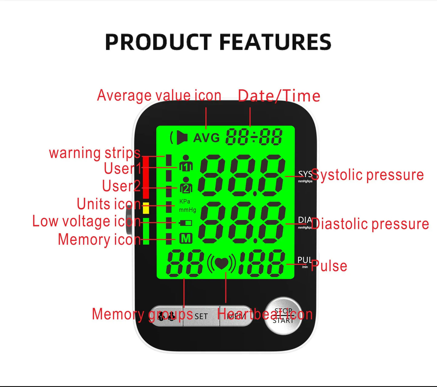 High Accurate Blood Pressure Monitor Digital Sphygmomanometer Bp Monitors Electronic Tonometer Arm Cuff Talking BPM Tensiometer