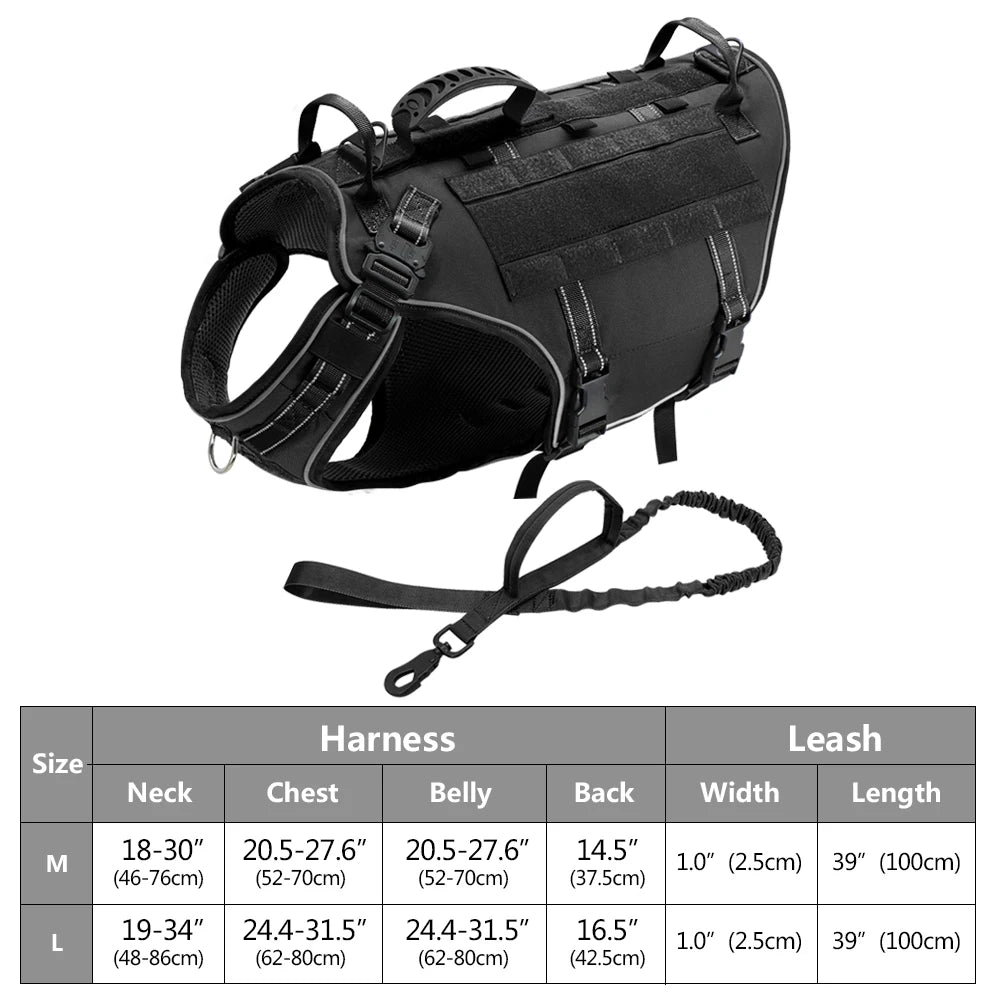 Tactical Dog Harness No Pull Adjustable Military Pet Training Harness Molle Vest With Handle For Medium Large Dogs Outdoor Hike
