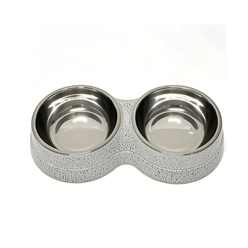 Pet Cat & Dog Dual Bowl - 2-in-1 Food & Water Bowl for Medium Cats, Puppies, Pet Feeding Supplies