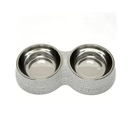 Pet Cat & Dog Dual Bowl - 2-in-1 Food & Water Bowl for Medium Cats, Puppies, Pet Feeding Supplies