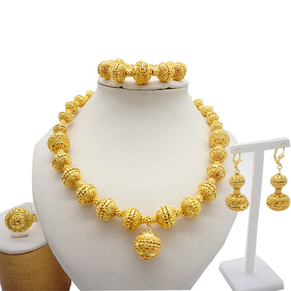 2023 Fine Jewelry Sets For Women Dubai Bridal Wedding Gifts Necklace Bracelet Earrings Ring Jewellery Set African Bead jewelry
