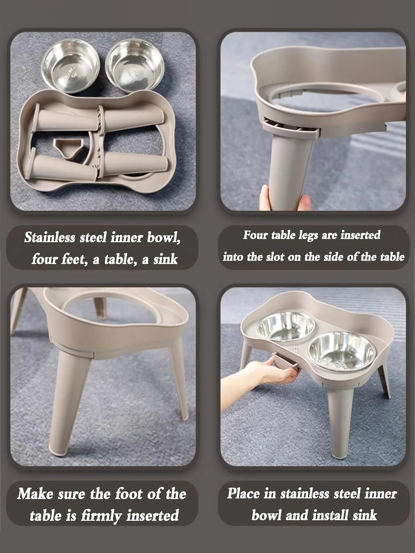 Pet food bowl with stand raised feeder dog bowl spill proof dog water bowl suitable for small, medium and large dogs and pets
