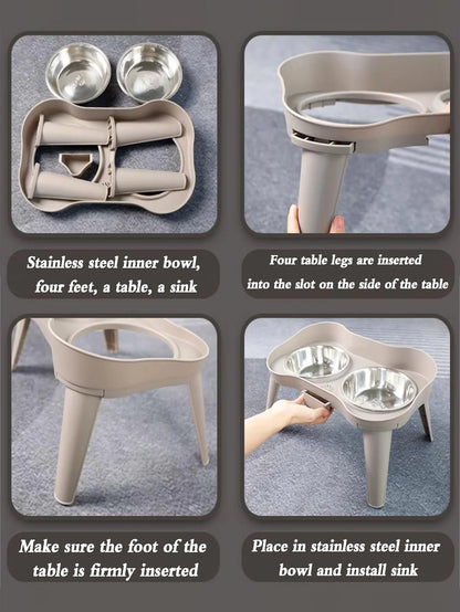 Pet food bowl with stand raised feeder dog bowl spill proof dog water bowl suitable for small, medium and large dogs and pets