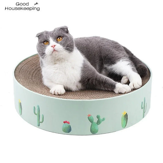 Round Type Cat Catnip Scratch Board Nail Scraper Mat Bed Toy Cats Scratcher Corrugated Paper Kitten Pad Rest Pet Supplies