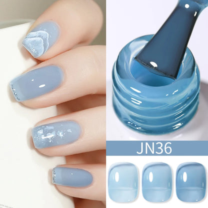 BORN PRETTY 10ml Wine Red Glitter Jelly Nude Gel Nail Polish Soak Off Translucent Color UV Light Cure for Nail Art DIY at Home