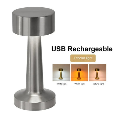 LED Table Light 3 Color Modes Retro Coffee Table Lamp with Touch Control Mushroom & Dumbbell Styles Sensor Rechargeable Night