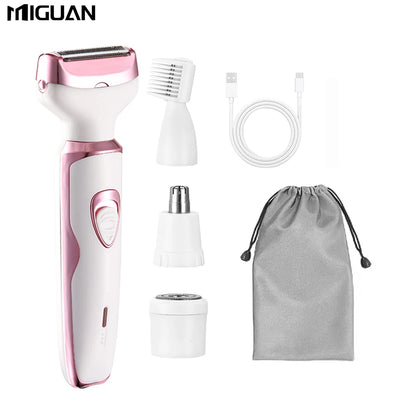 4 In 1 Women's Electric Hair Remover/Women's Multi-Function Electric Hair Remover Set/Women's Bikini Trimmer/USB Rechargeable