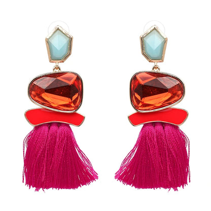 JURAN Bohemia Multicolored Tassel Earrings For Women Fashion Party Jewelry Fringe Dangle Earrings Statement Brincos 2024 Trend