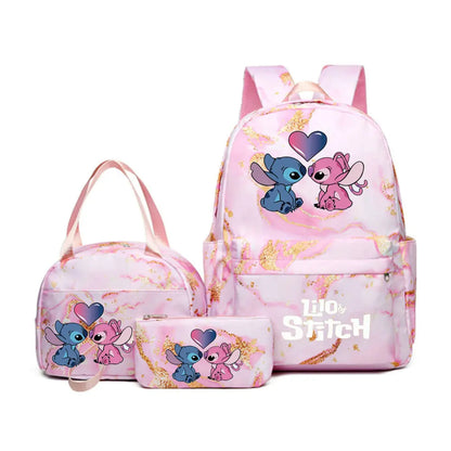 3Pcs/set Lilo Stitch Backpack for Girl Boy Student Teenager Children Rucksack Kids Birthday Gift Women Casual School Bag