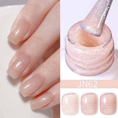 BORN PRETTY 10ml Wine Red Glitter Jelly Nude Gel Nail Polish Soak Off Translucent Color UV Light Cure for Nail Art DIY at Home