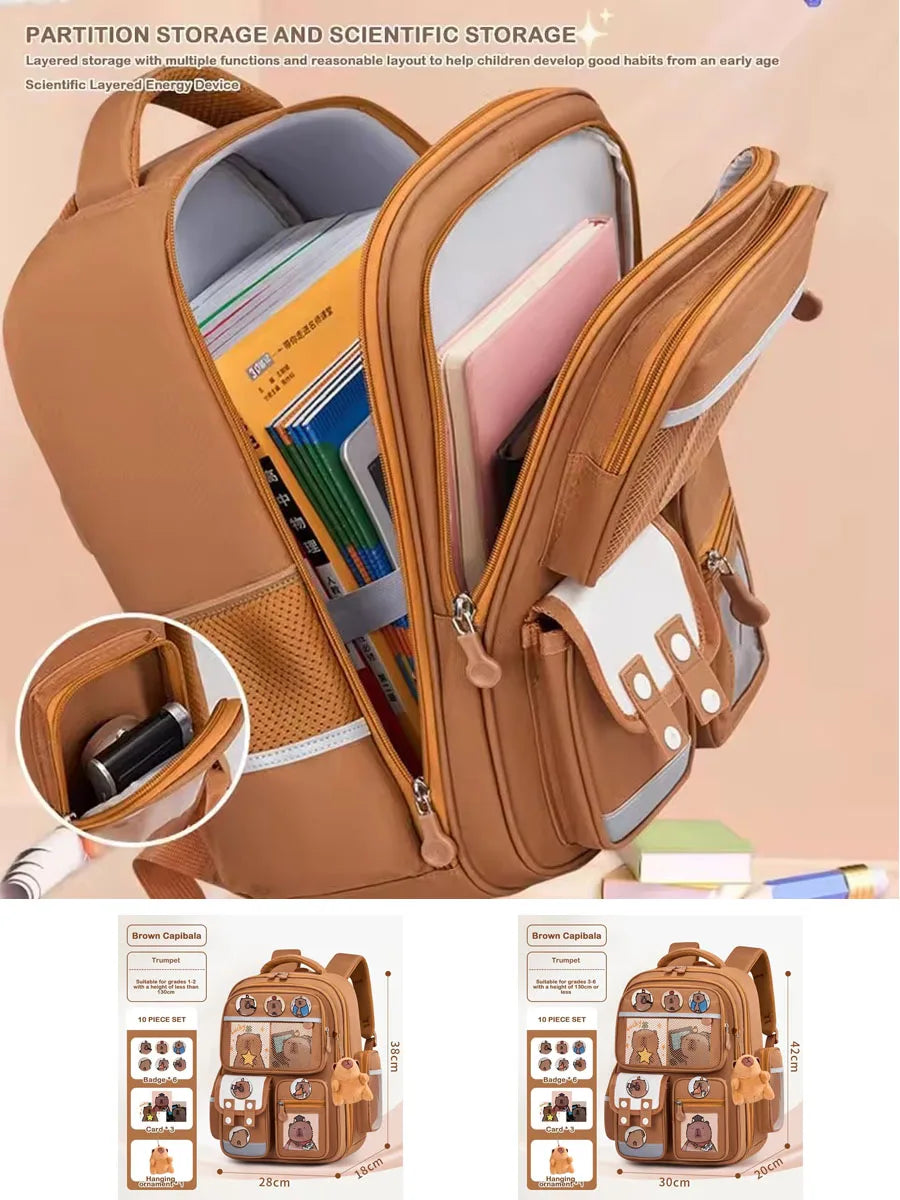Waterproof Capybara Backpack Large Capacity Alleviate Burden School Bag Protecting Spine Widen Straps Backpack for Students