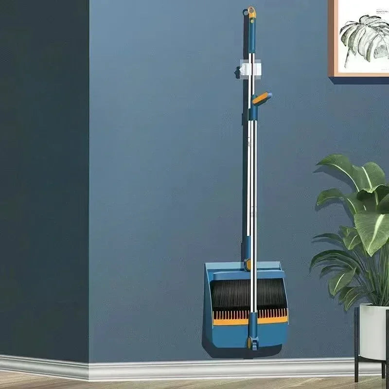 Cleaning Foldable Dustpan Broomstick Sweeping Set Rotating Hair Tools Broom Multi-functional Soft Stainless Combination