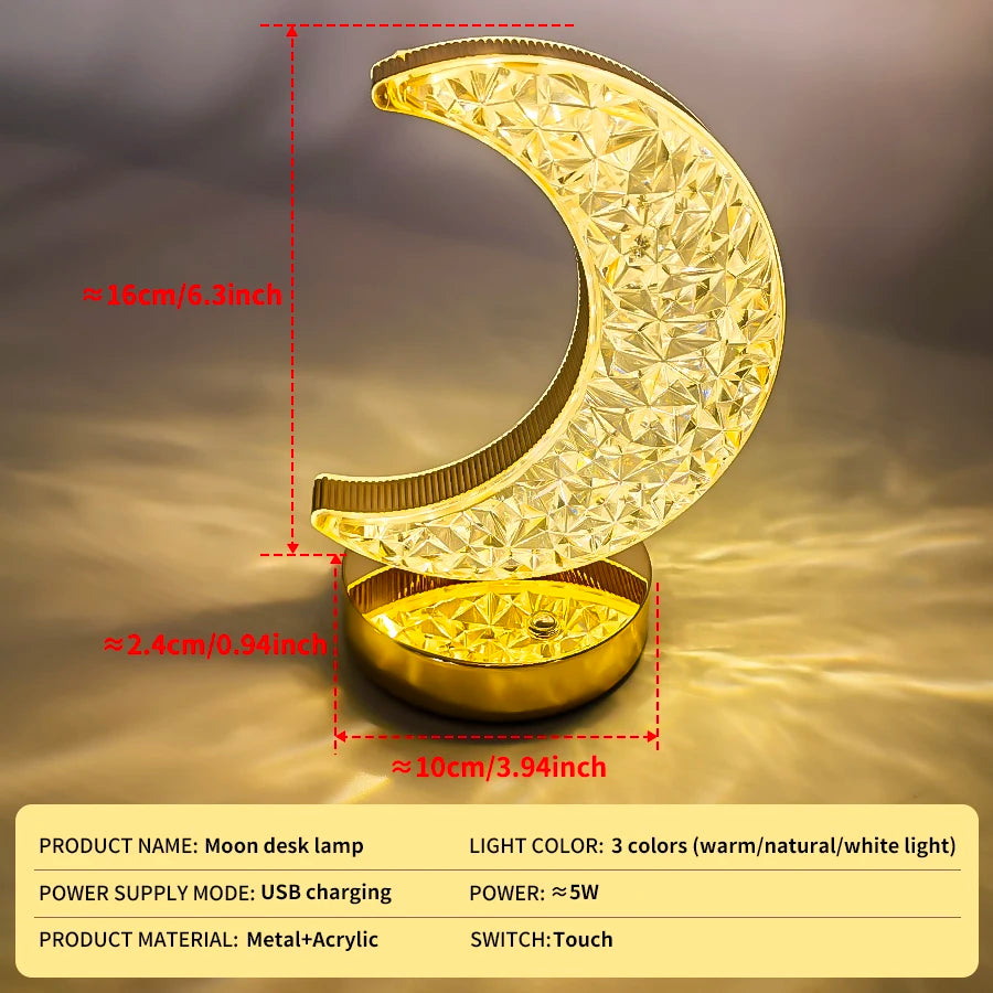Star Moon Desk Lamp LED Decorative Lighting Night Light USB Rechargeable Bedside Atmosphere Light Moon Star Night Light