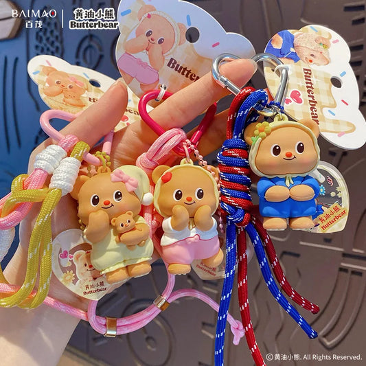 Cartoon Butter Bear Keychain Pendant Cute Fashion Doll Creative Car Keychain Ring Luggage Accessories Gift for Children