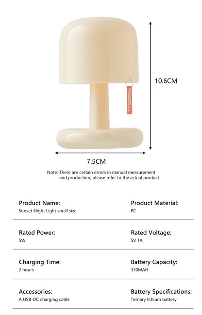 LED Touch Table Lamp Sunset Night Light USB Rechargeable Desk Lamp Creative Atmosphere Light for Bedside Bedroom Bar Living Room
